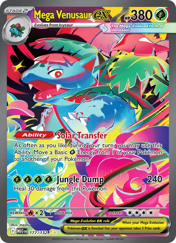 Mega Venusaur ex, Pokémon set Mega Evolution, kaart 177/132, Special illustration rare