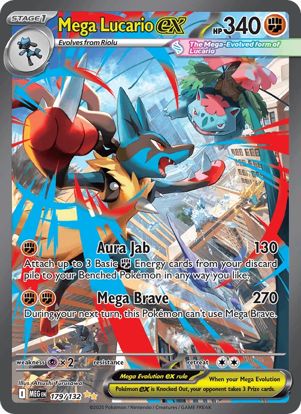 Mega Lucario ex Mega Evolution 179/132, CGC 9.5 graded slab