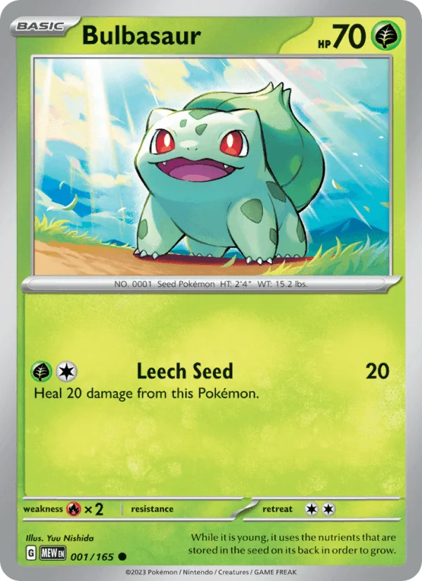 Bulbasaur, Pokémon set 151, kaart 001/165, Common