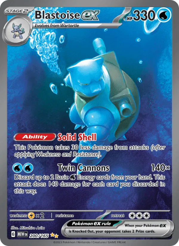 Blastoise ex 151 200/165, PSA 9 graded slab